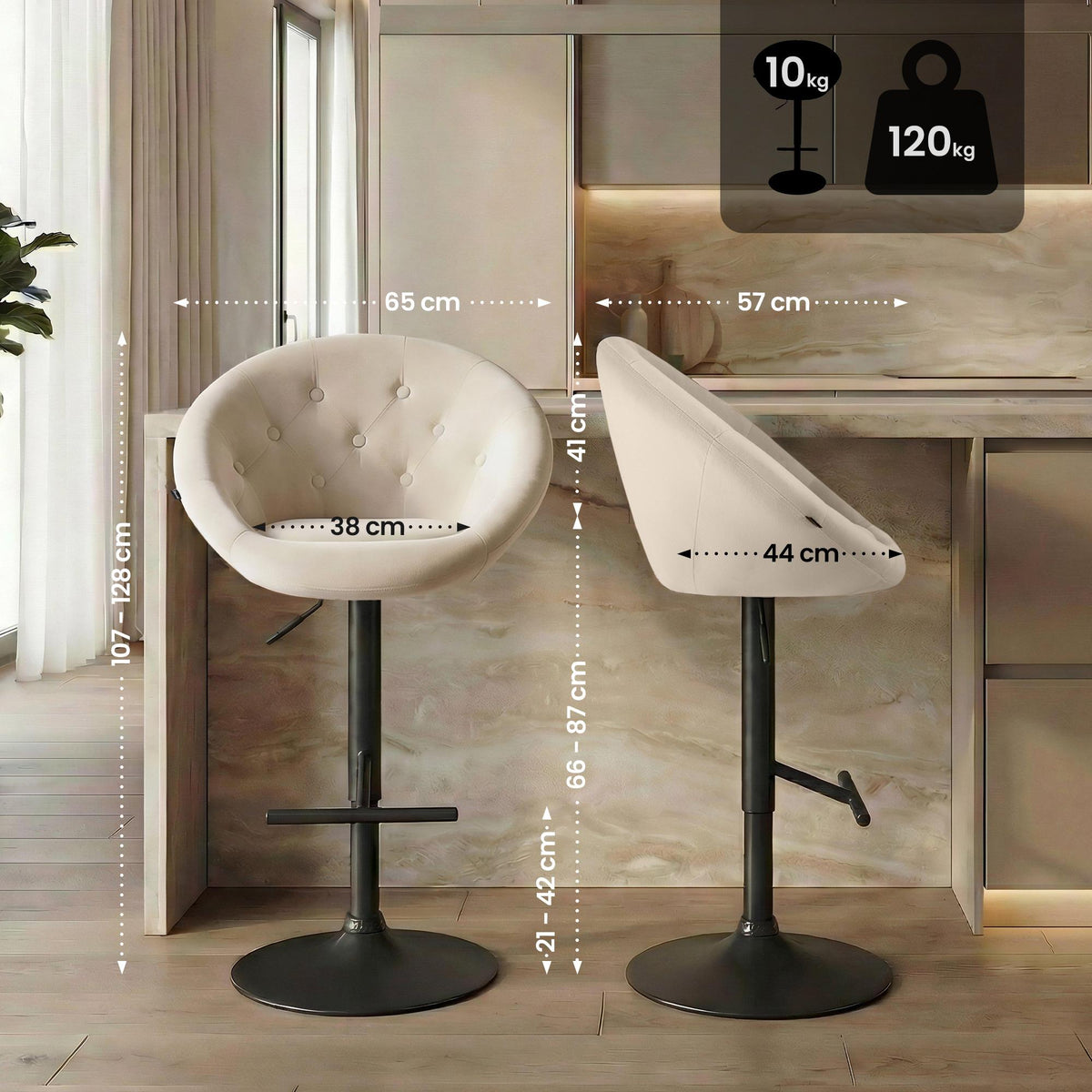 Barhocker London Samt schwarz – Ansicht 9