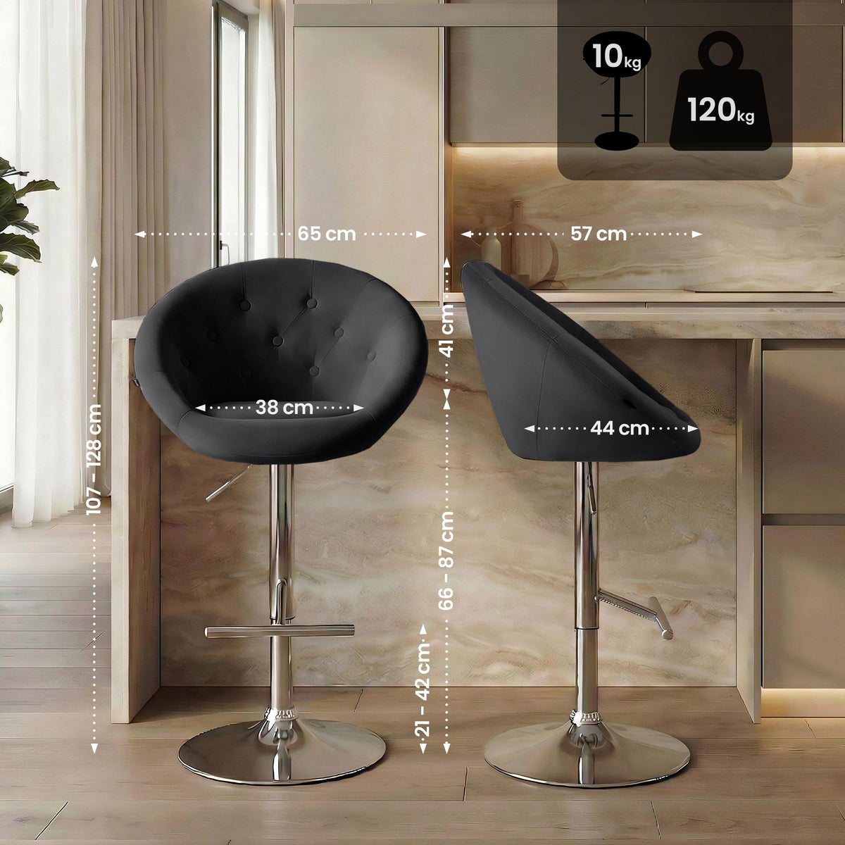 Barhocker London Samt chrom – Ansicht 16