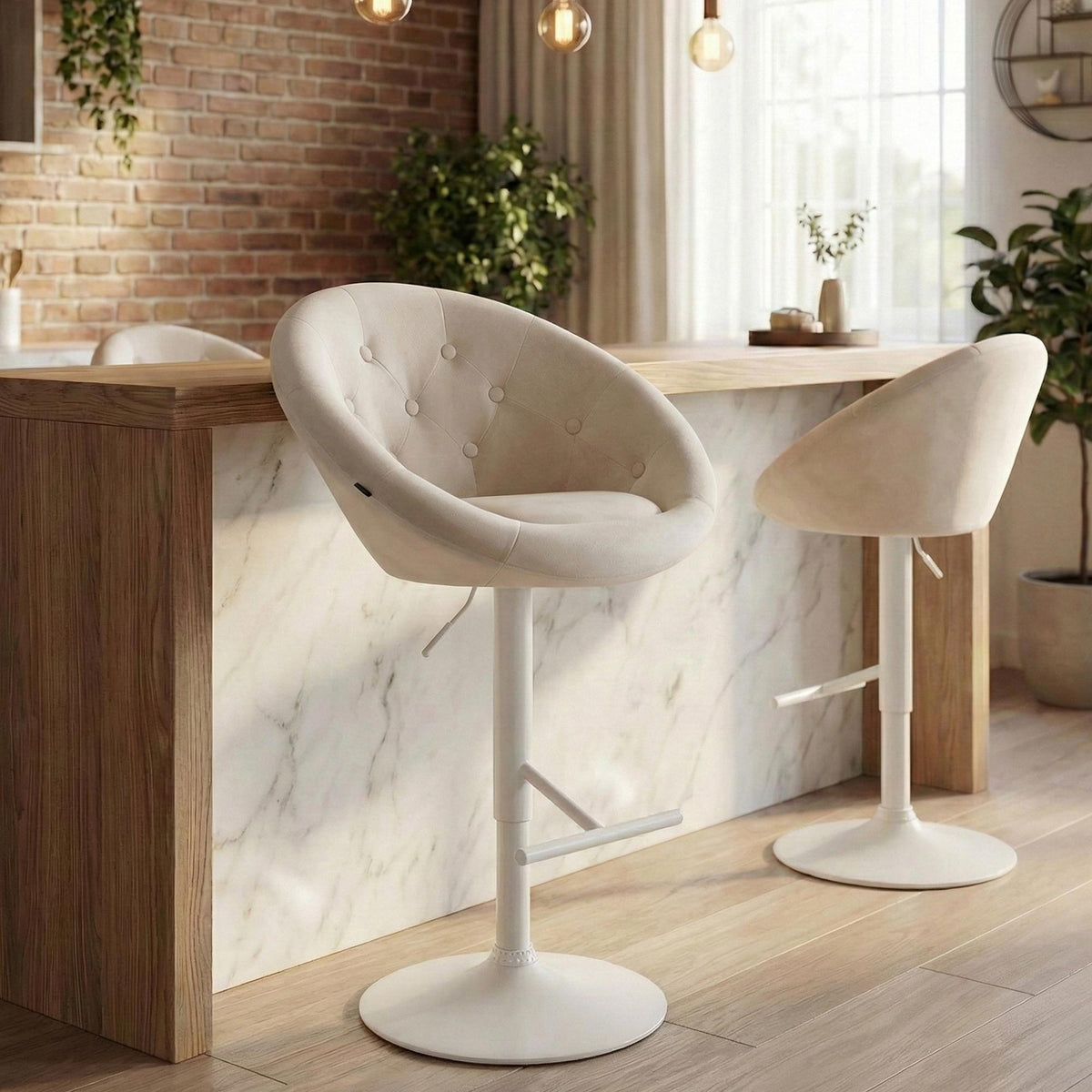 Barhocker London Samt weiß – Ansicht 10
