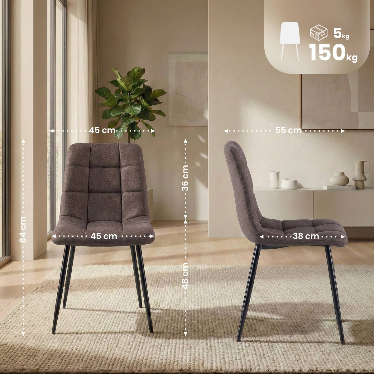 4er Set Esszimmerstühle Antibes Stoff – Ansicht 9