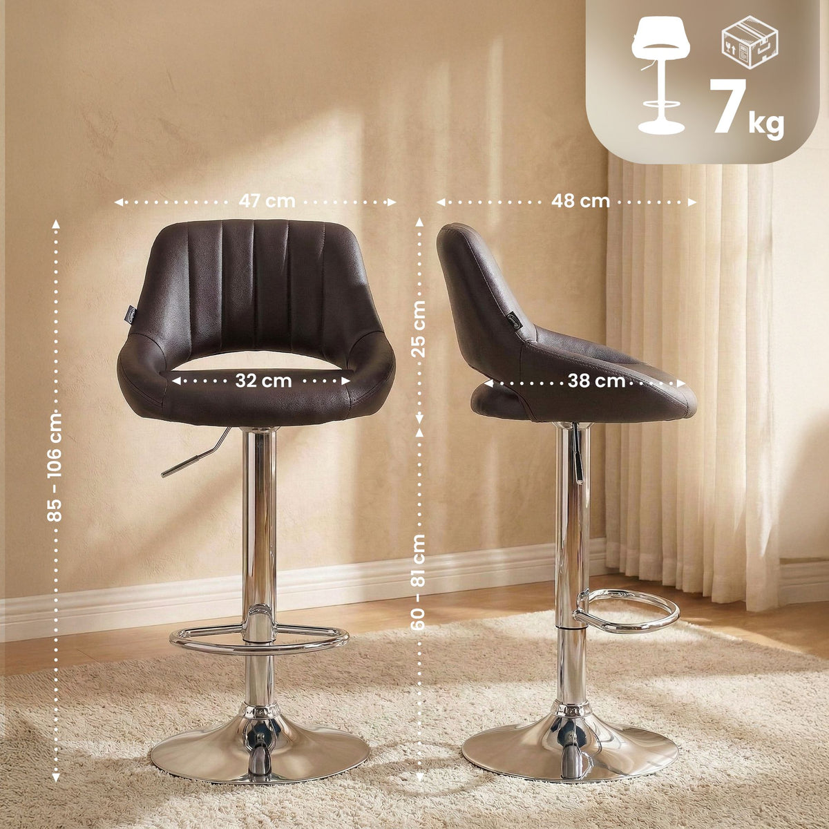 Barhocker Milet Kunstleder chrom – Ansicht 2