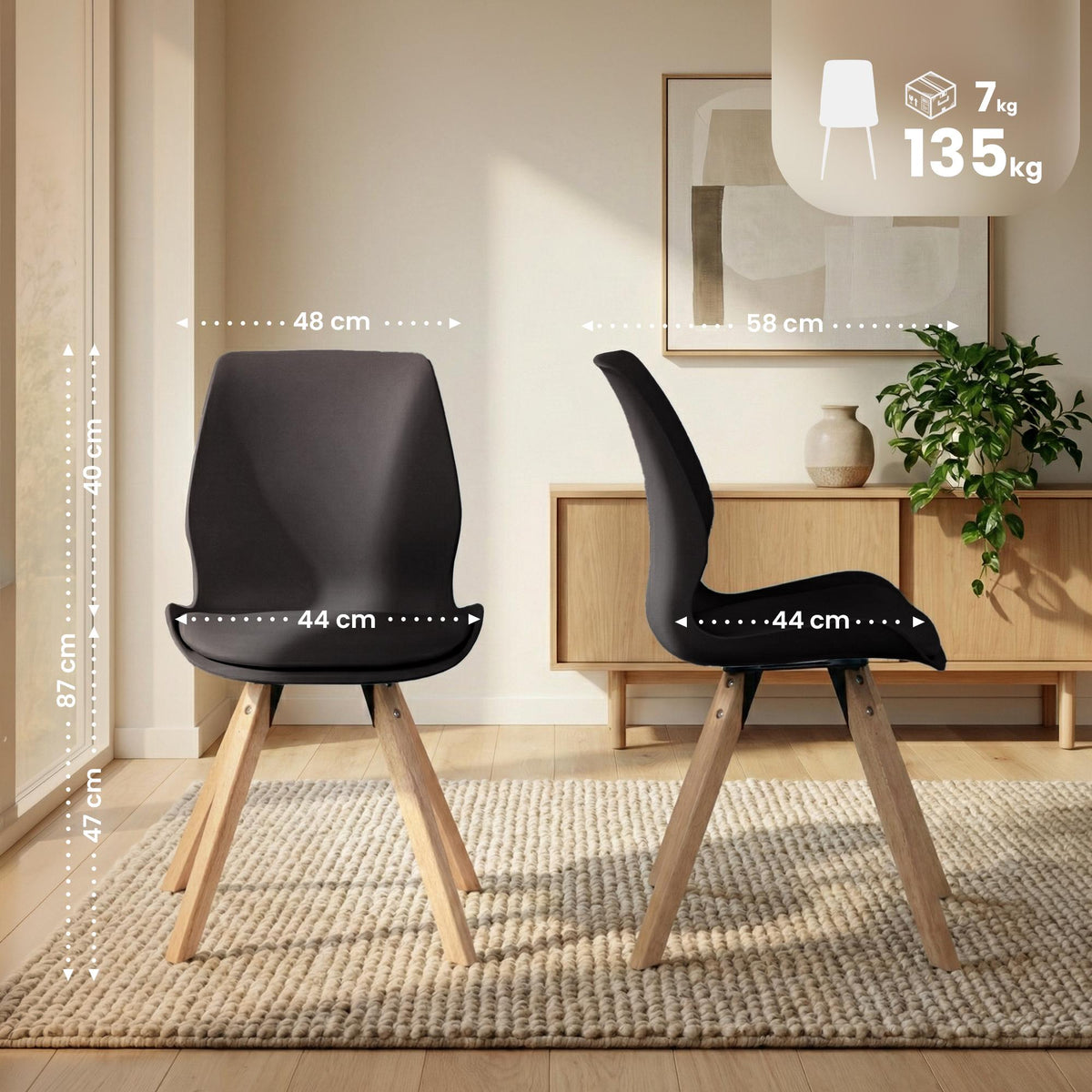 2er Set Stuhl Luna Kunststoff – Ansicht 2