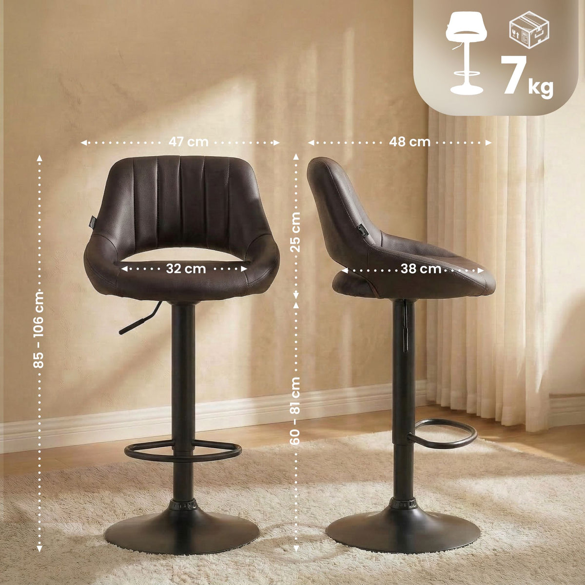 Barhocker Milet Kunstleder schwarz – Ansicht 2