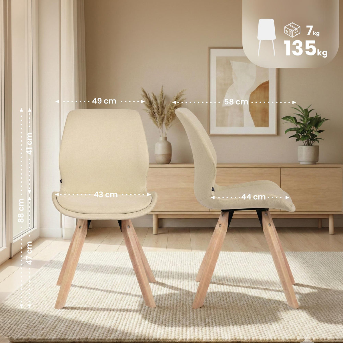4er Set Stuhl Luna Stoff – Ansicht 2