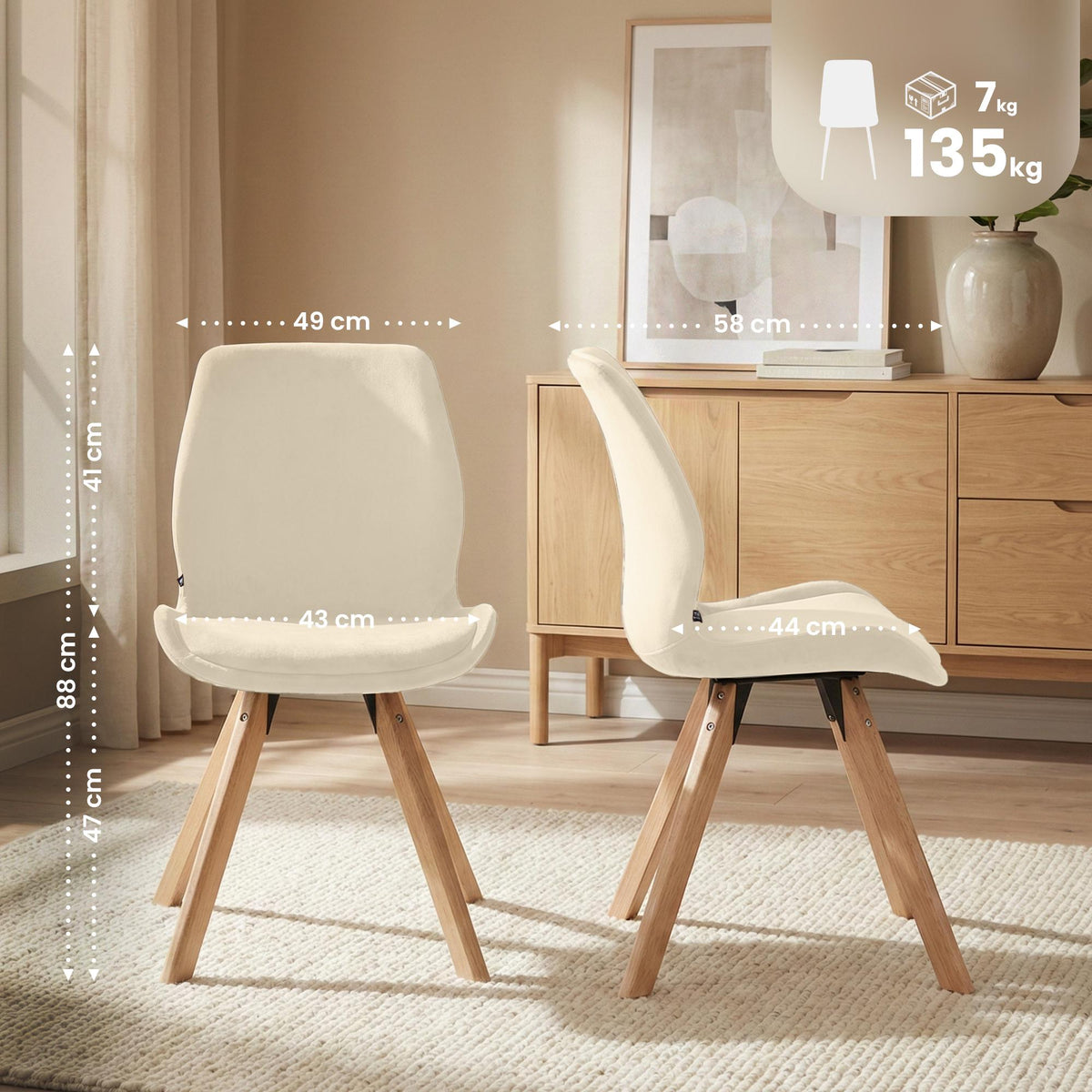 4er Set Stuhl Luna Samt – Ansicht 16