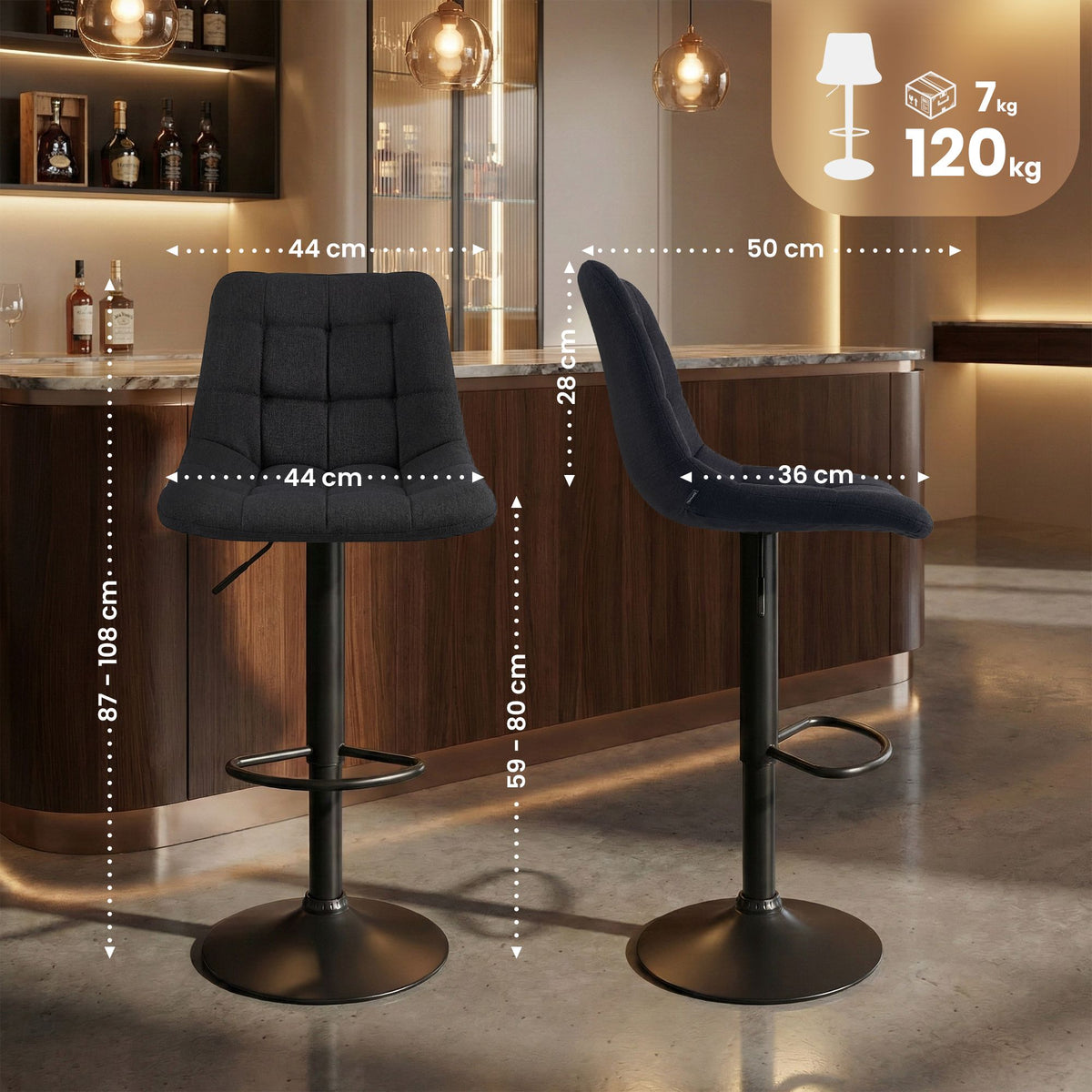 Barhocker Mapun Stoff – Ansicht 2