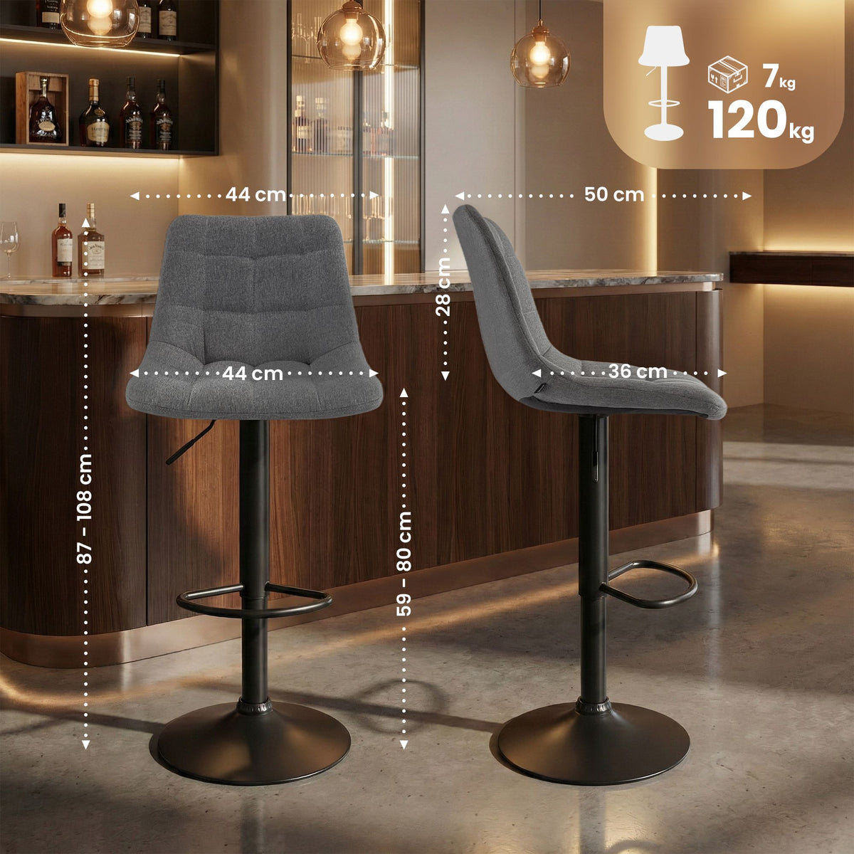 2er Set Barhocker Mapun Stoff – Ansicht 16