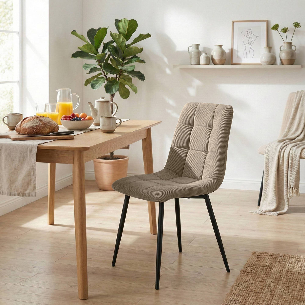 2er Set Esszimmerstuhl Antibes Cord – Ansicht 10