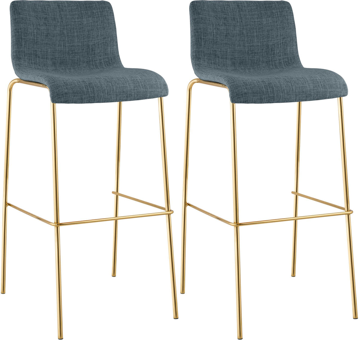 2er Set Barhocker Hoover Stoff 4-Fuß Gold