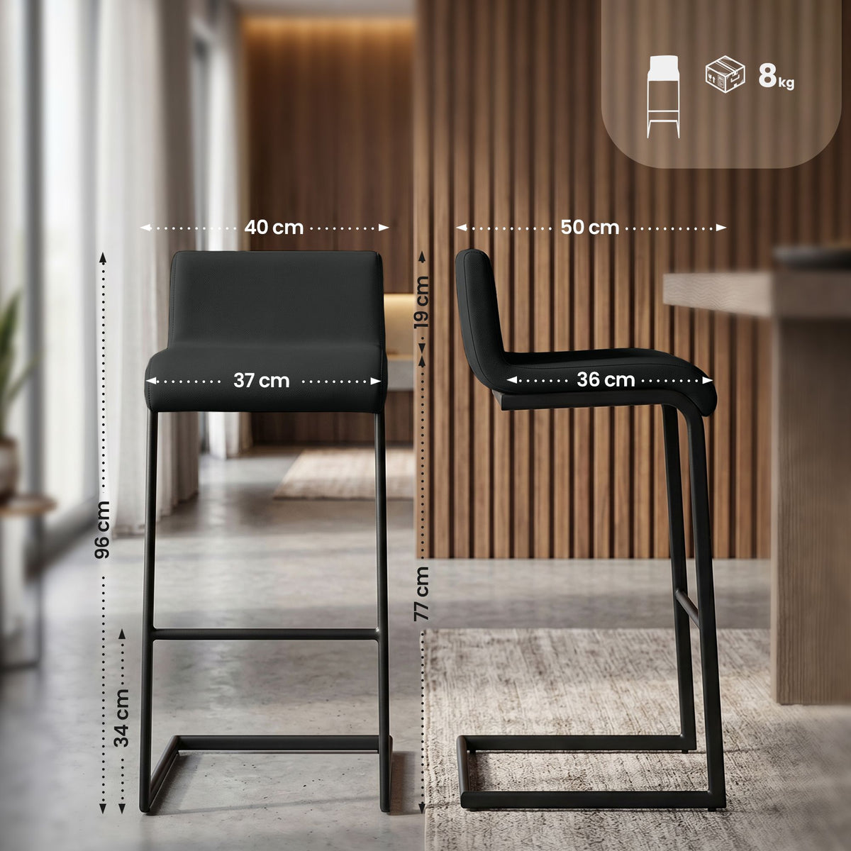 2er Set Barhocker Newport B Kunstleder – Ansicht 9