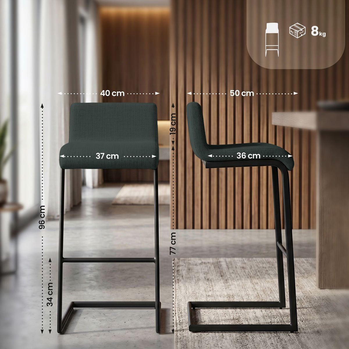 2er Set Barhocker Newport B Stoff – Ansicht 2