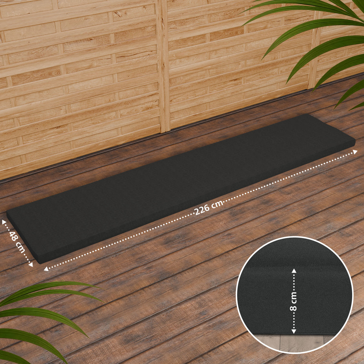 Teakbank Daxon mit Sitzkissen 240 cm – Ansicht 11