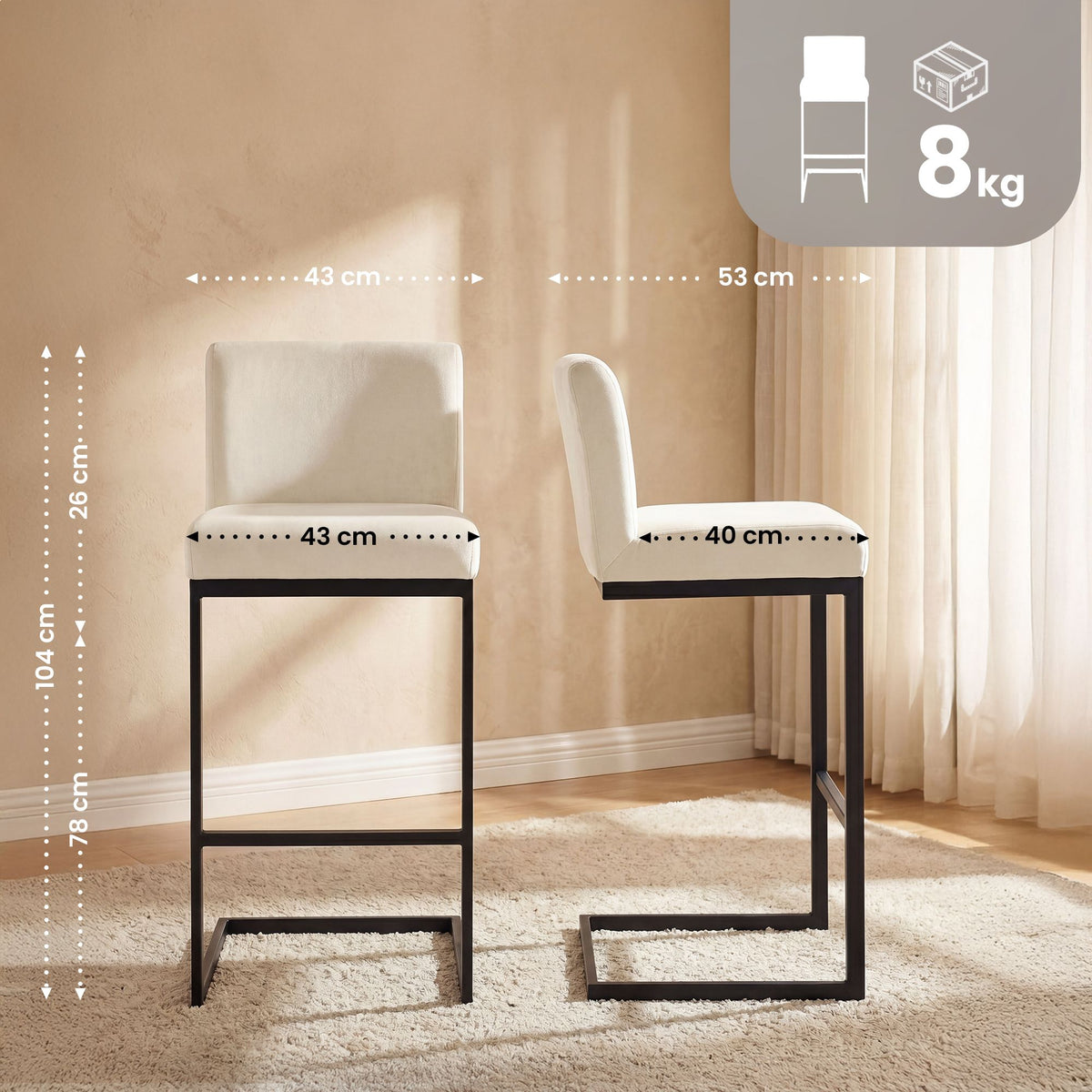 2er Set Barhocker Hopewell Samt B – Ansicht 2