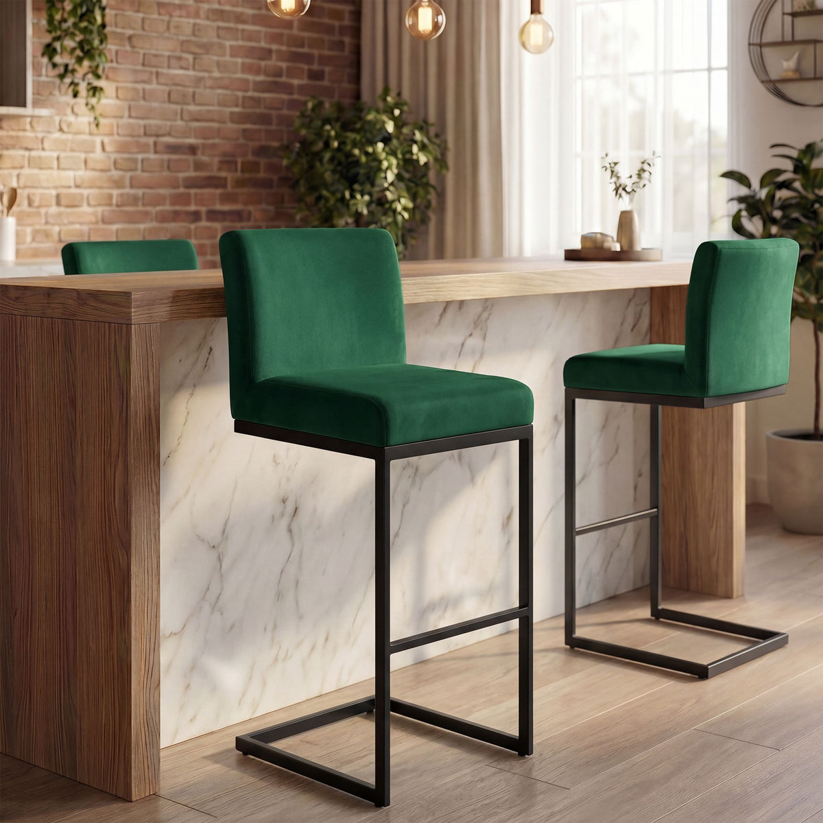 2er Set Barhocker Hopewell Samt B – Ansicht 10