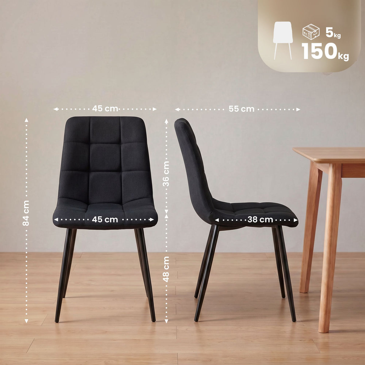 4er Set Esszimmerstühle Asti Stoff – Ansicht 2