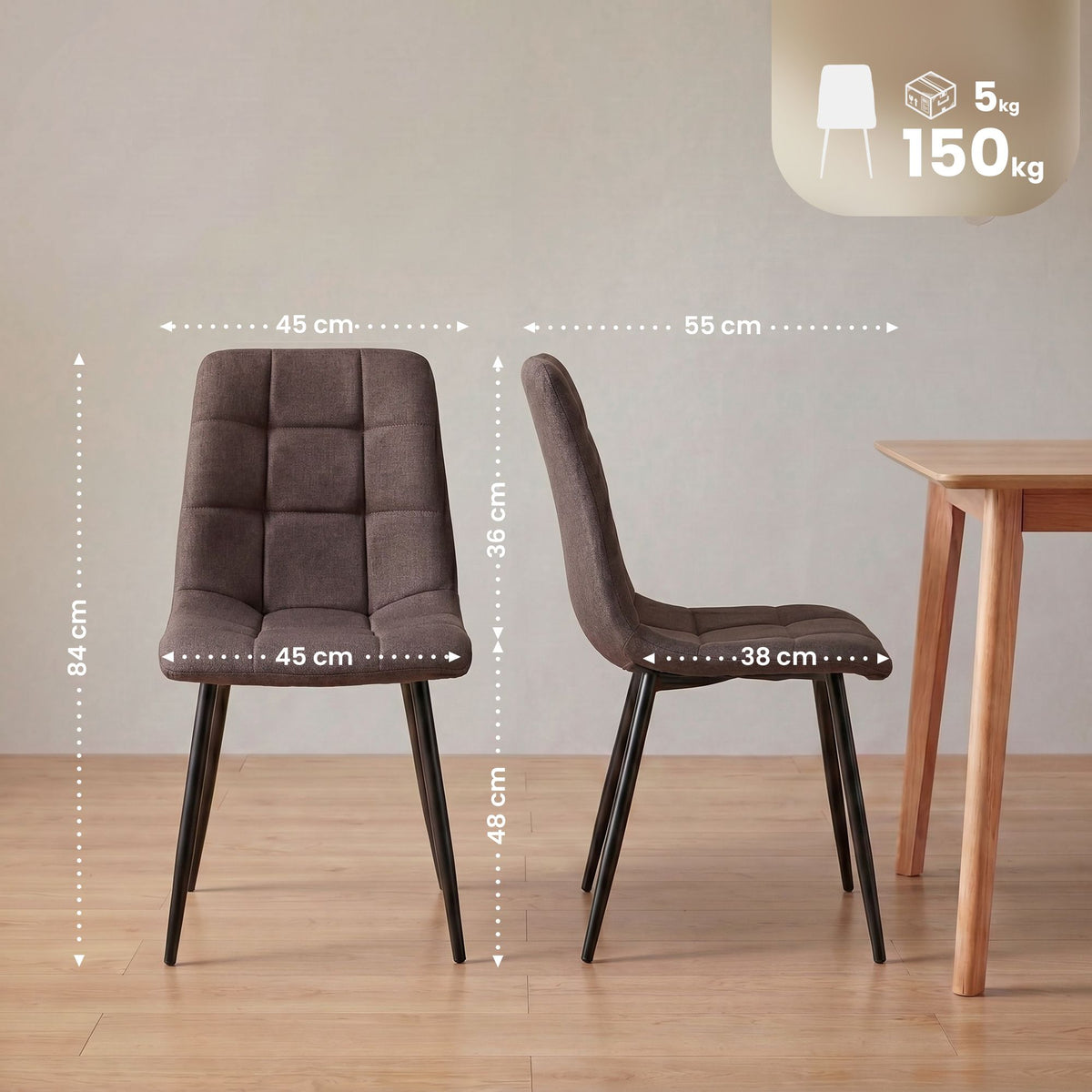 4er Set Esszimmerstühle Asti Stoff – Ansicht 16