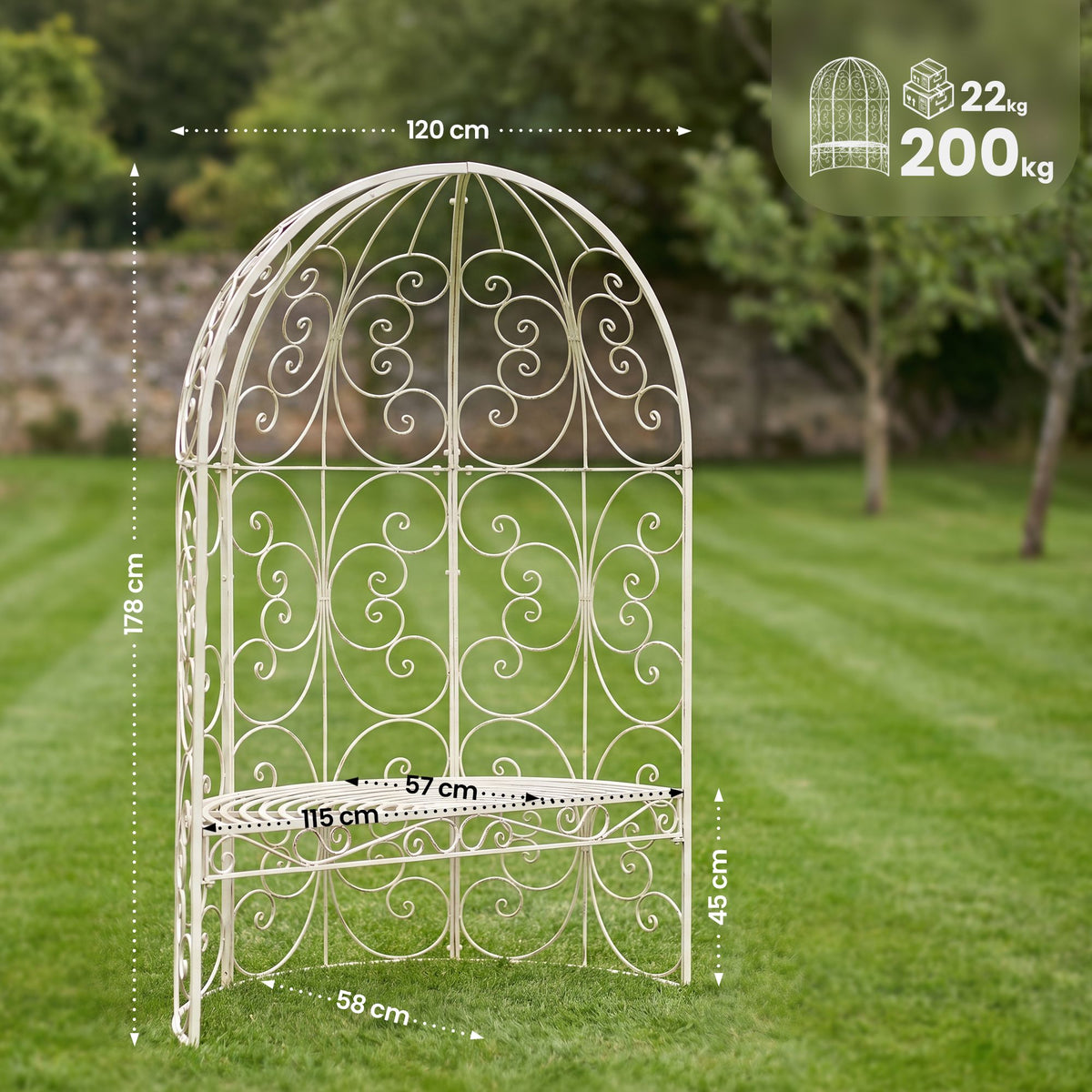 Halbpavillon Rosie mit Sitzbank – Ansicht 9