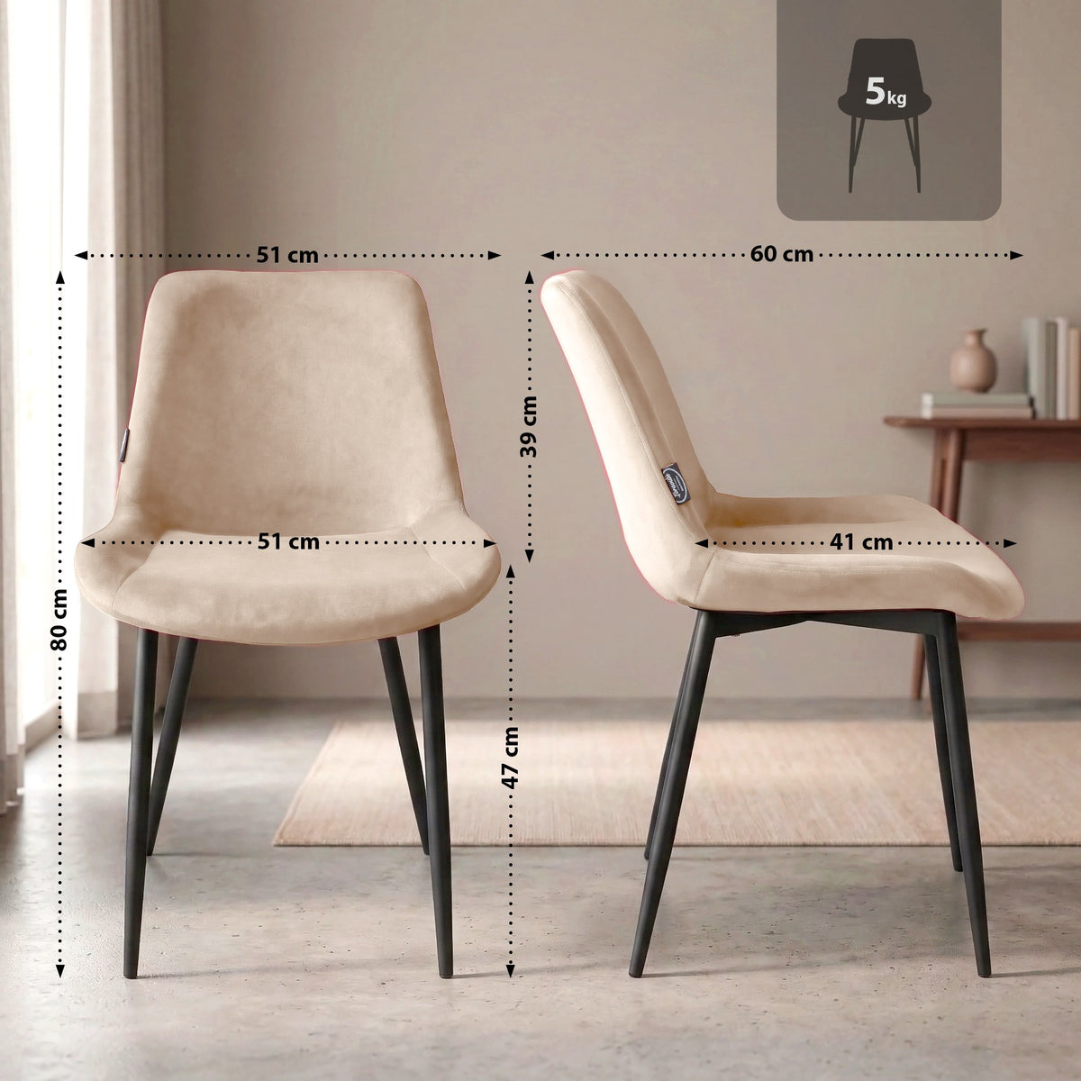 4er Set Esszimmerstühle Victoria Samt – Ansicht 2