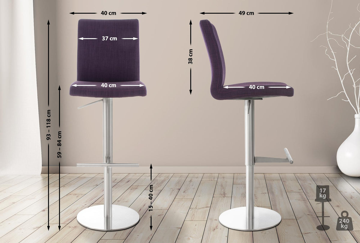 Barhocker Cadiz Stoff edelstahl – Ansicht 2