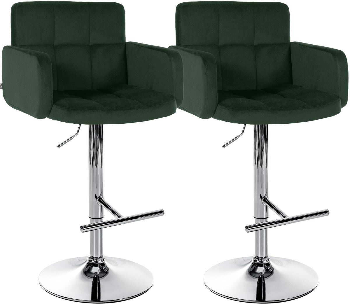 2er Set Barhocker Los Angeles Samt chrom