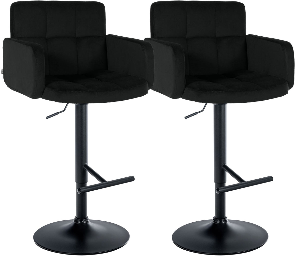2er Set Barhocker Los Angeles Samt schwarz – Ansicht 8