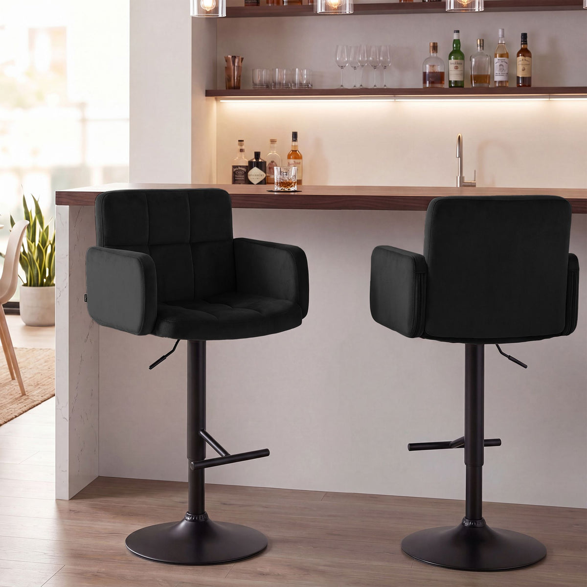 Barhocker Los Angeles Samt schwarz – Ansicht 10