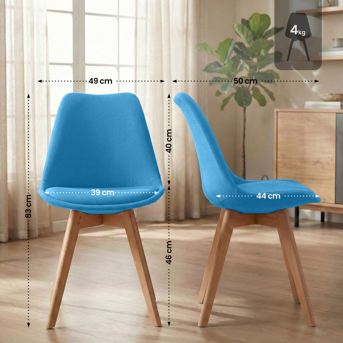 4er Set Stuhl Linares Stoff – Ansicht 9