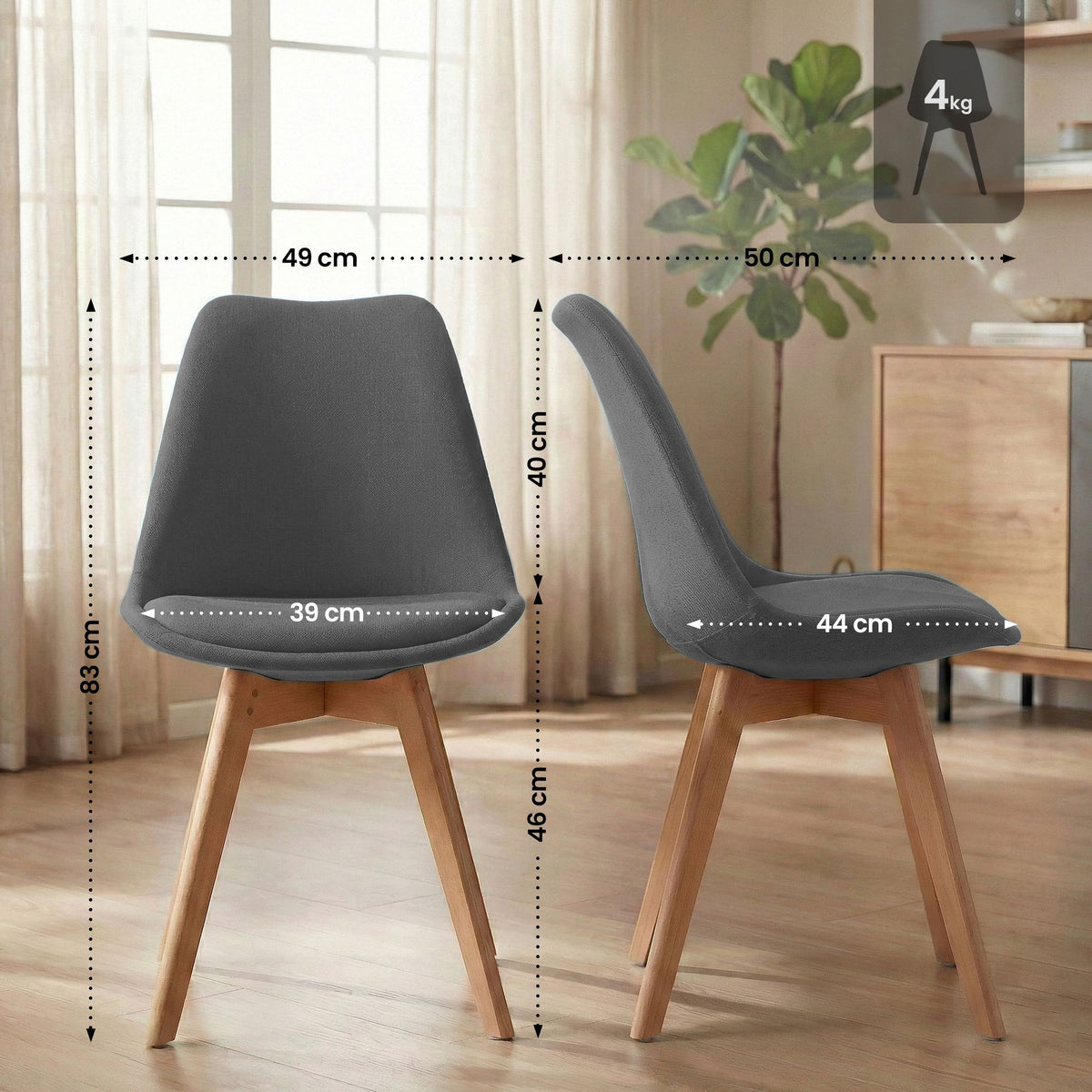4er Set Stuhl Linares Stoff – Ansicht 2