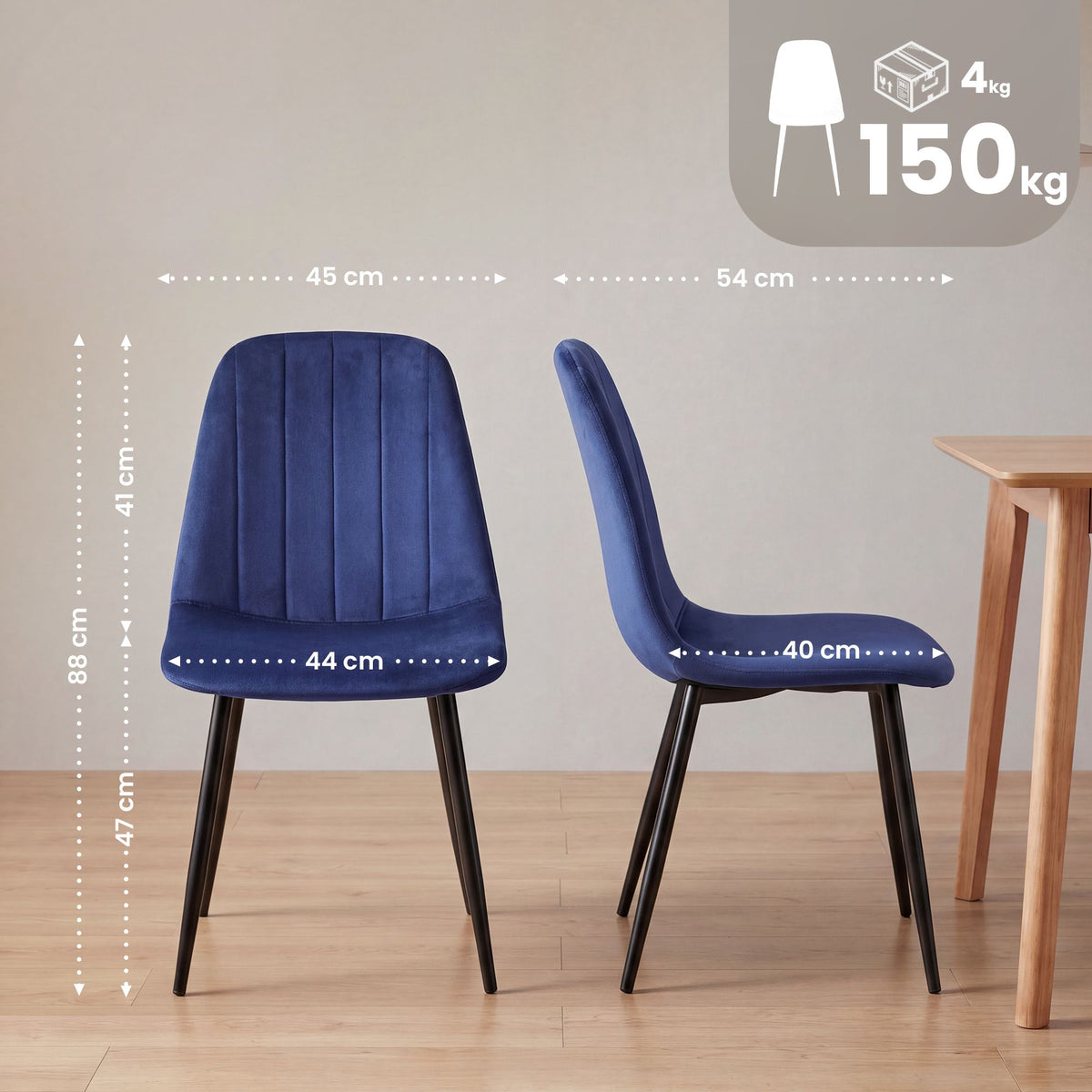 4er Set Esszimmerstuhl Baxter Samt – Ansicht 2