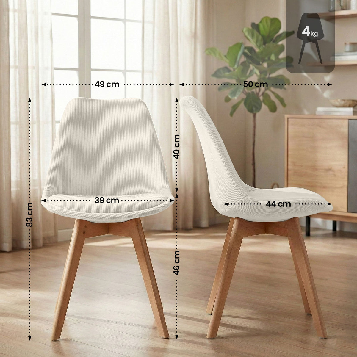 4er Set Stuhl Linares Cord – Ansicht 9