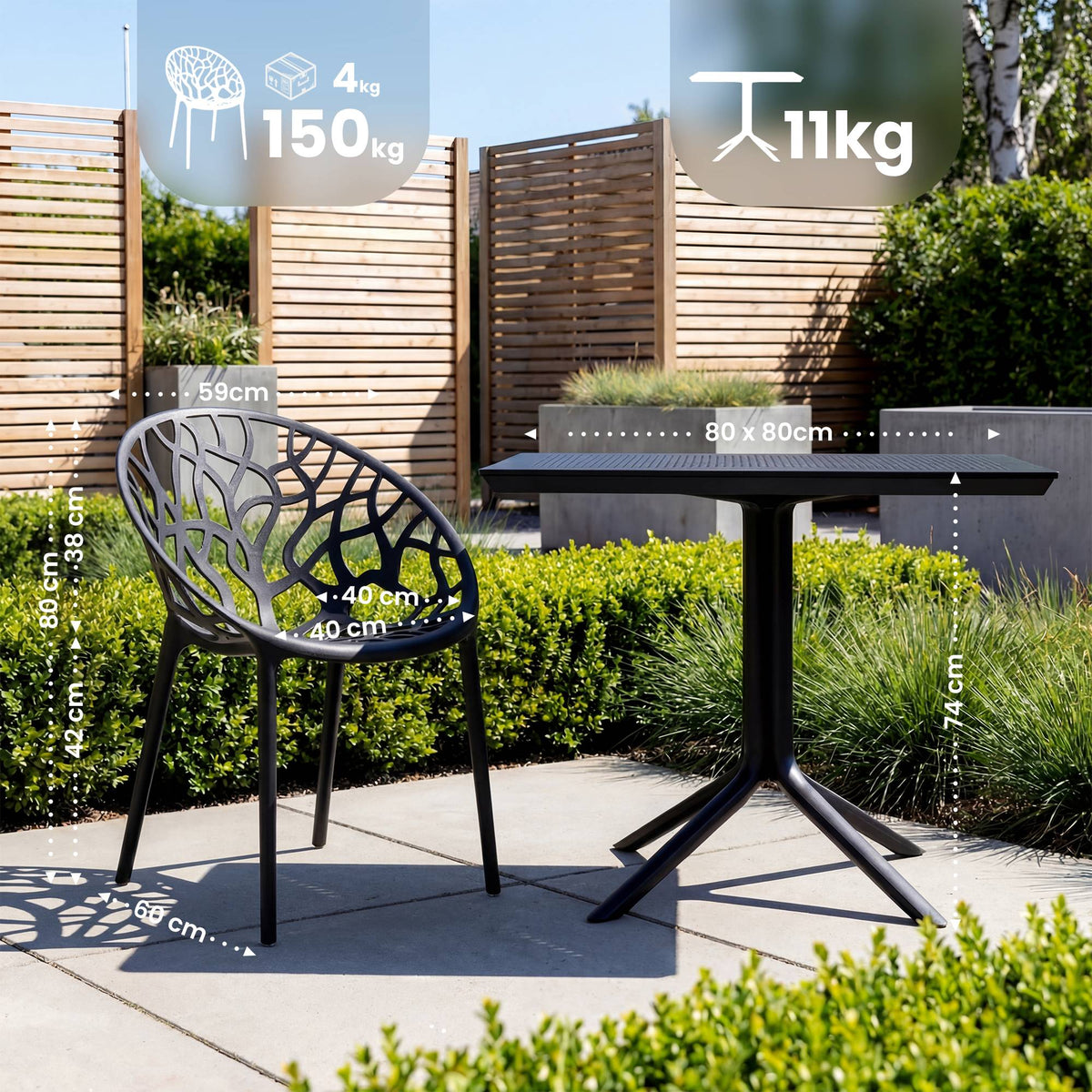 Gartenmöbel-Set Avara mit 4 Stühlen – Ansicht 9
