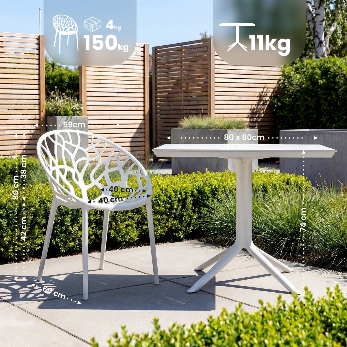 Gartenmöbel-Set Avara mit 4 Stühlen – Ansicht 2
