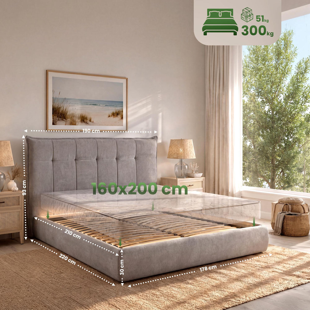 Bett Mirka 160x200 cm Stoff – Ansicht 11
