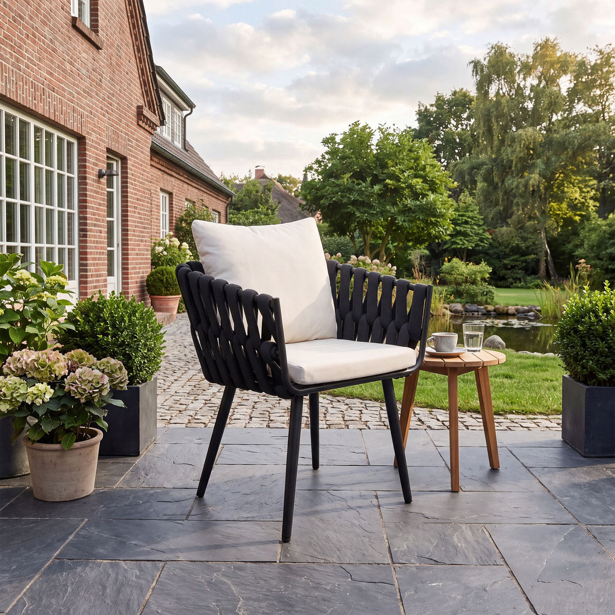 Gartenstuhl Lombardia Anthrazit mit Sitzkissen – Ansicht 10