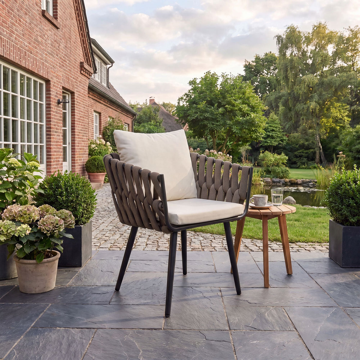 Gartenstuhl Lombardia Taupe mit Sitzkissen – Ansicht 3