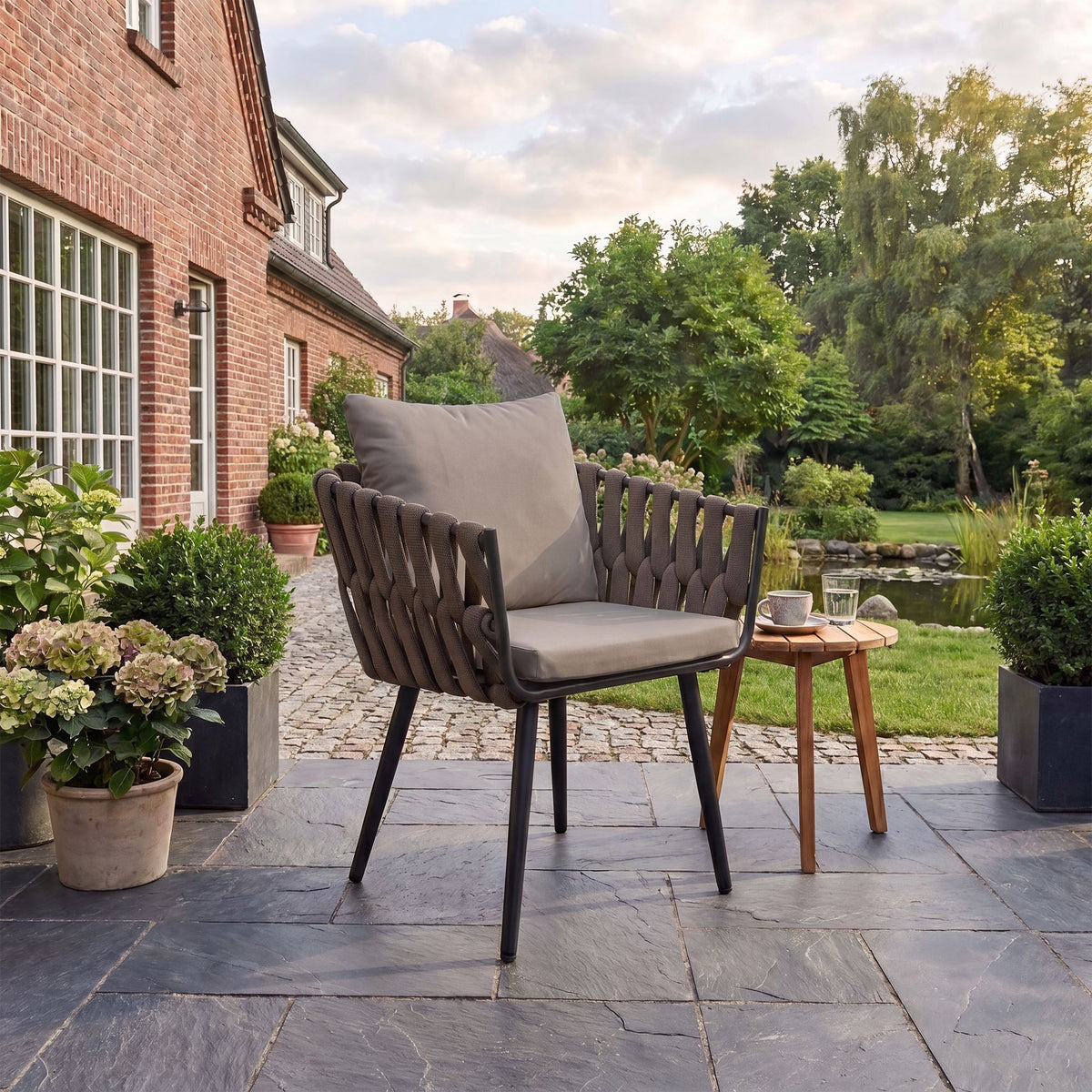 Gartenstuhl Lombardia Taupe mit Sitzkissen – Ansicht 17