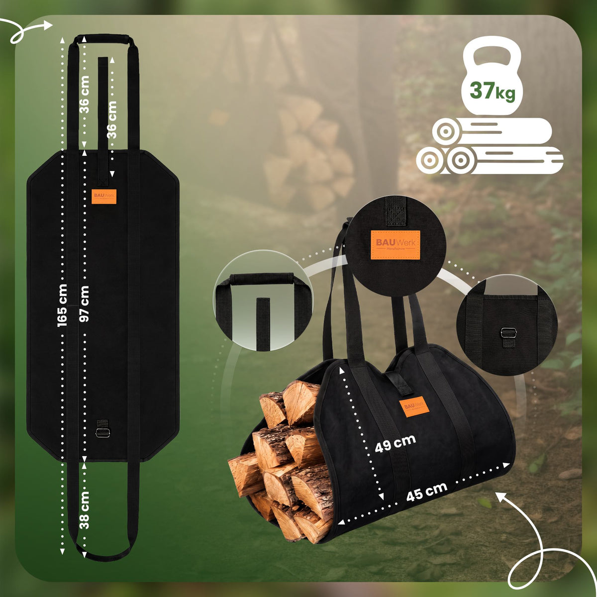 Kaminholztasche Trondheim – Ansicht 2