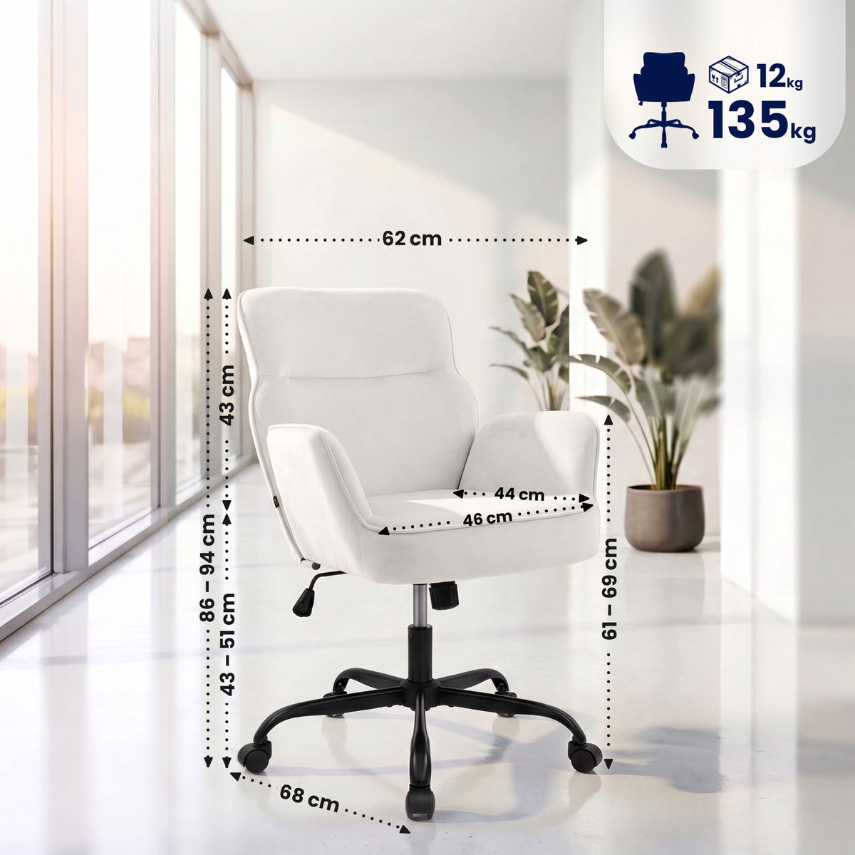 Bürostuhl Amado Samt – Ansicht 3
