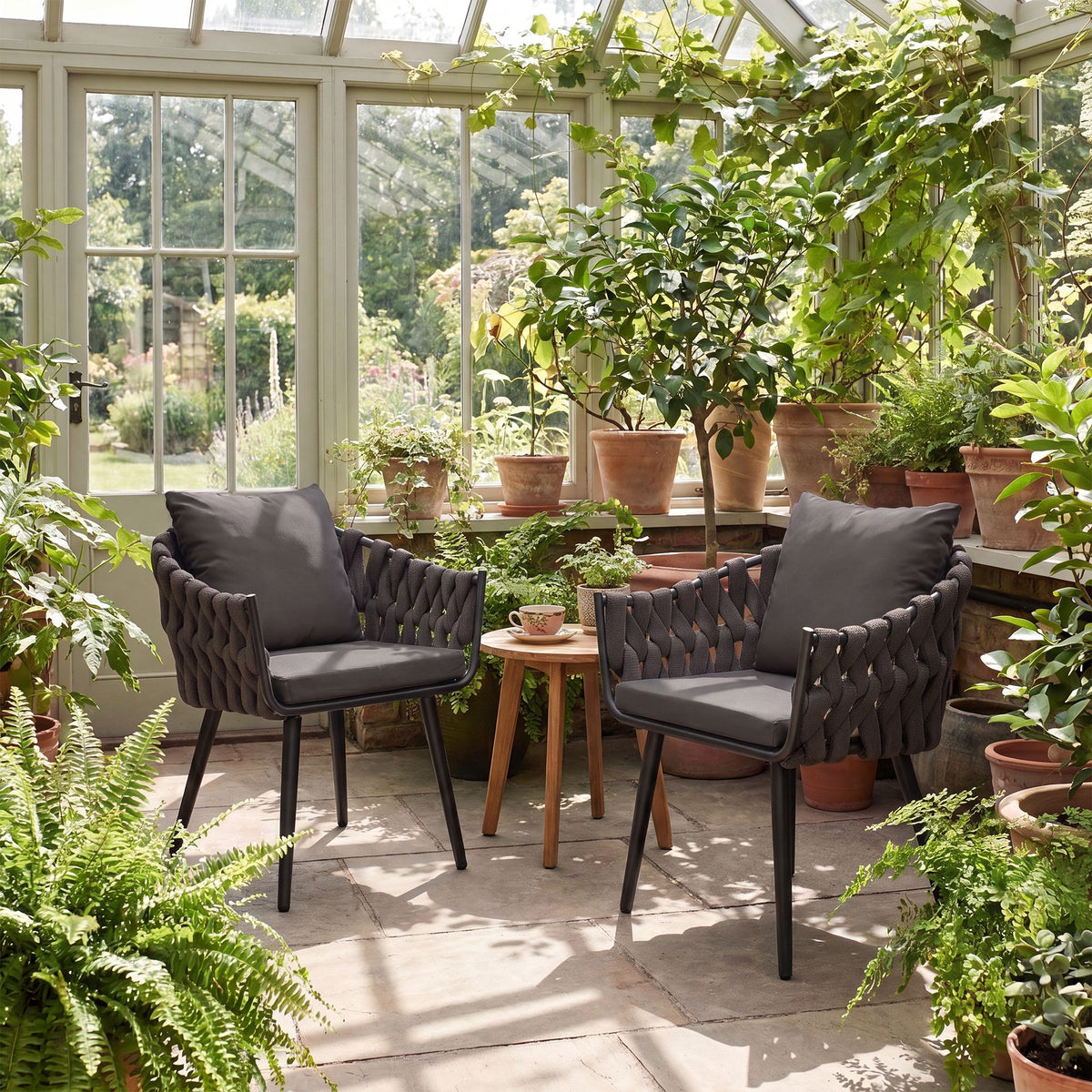 Gartenstuhl Naxos Taupe mit Sitzkissen – Ansicht 2