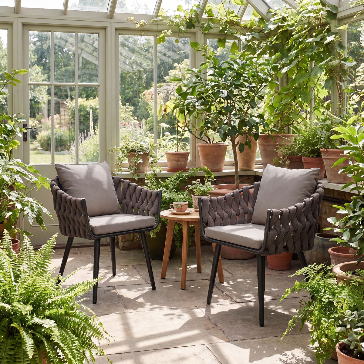 Gartenstuhl Naxos Taupe mit Sitzkissen – Ansicht 9