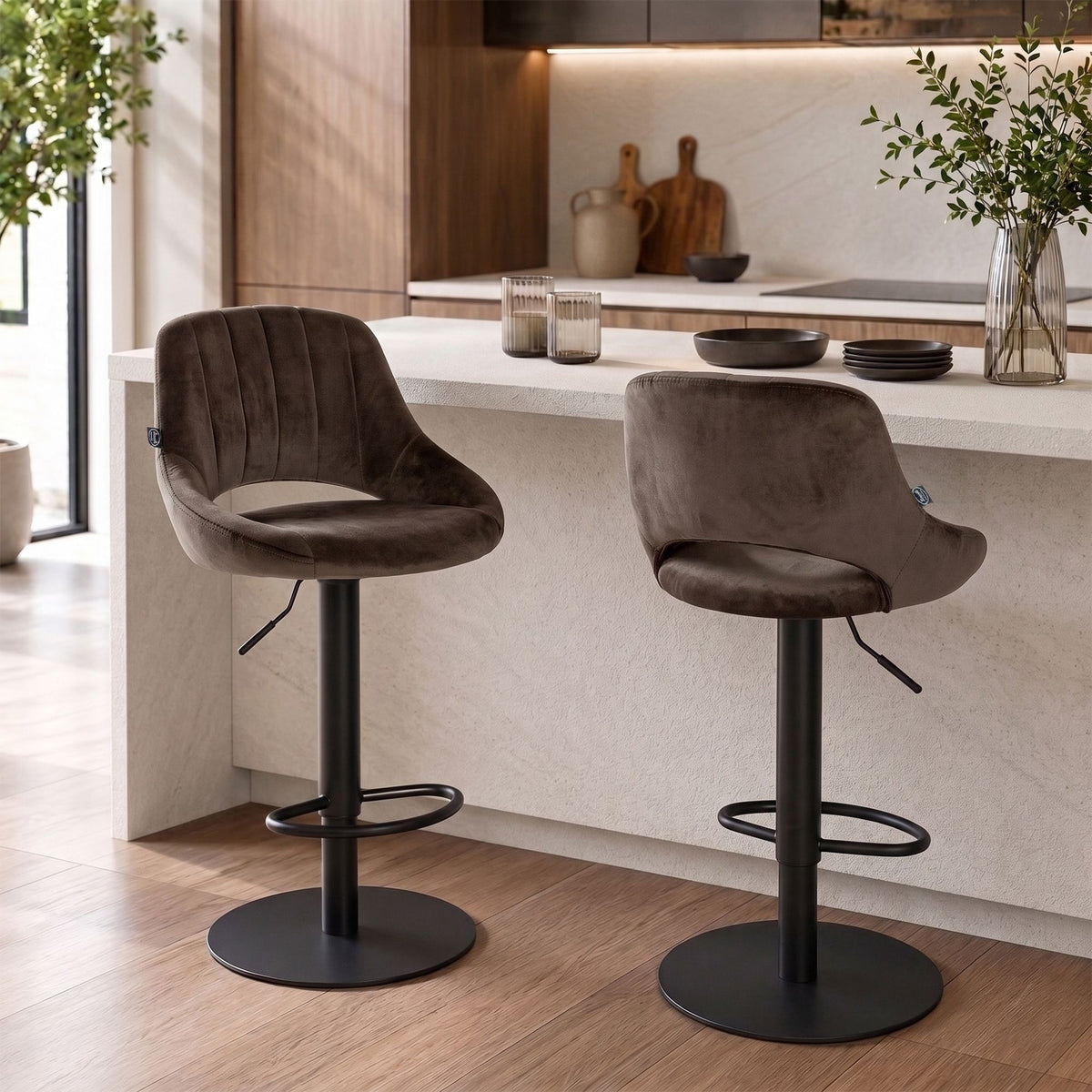 2er Set Barhocker HD Milet B Samt – Ansicht 4