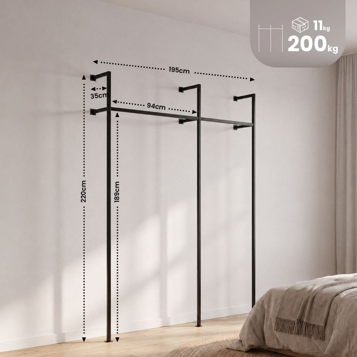 Wandgarderobe Merton 195,5x35x220 cm – Ansicht 2