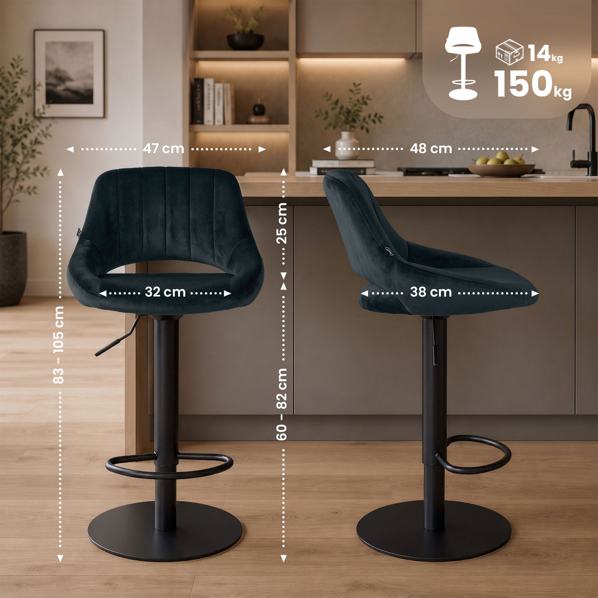 Barhocker HD Milet B Samt – Ansicht 9