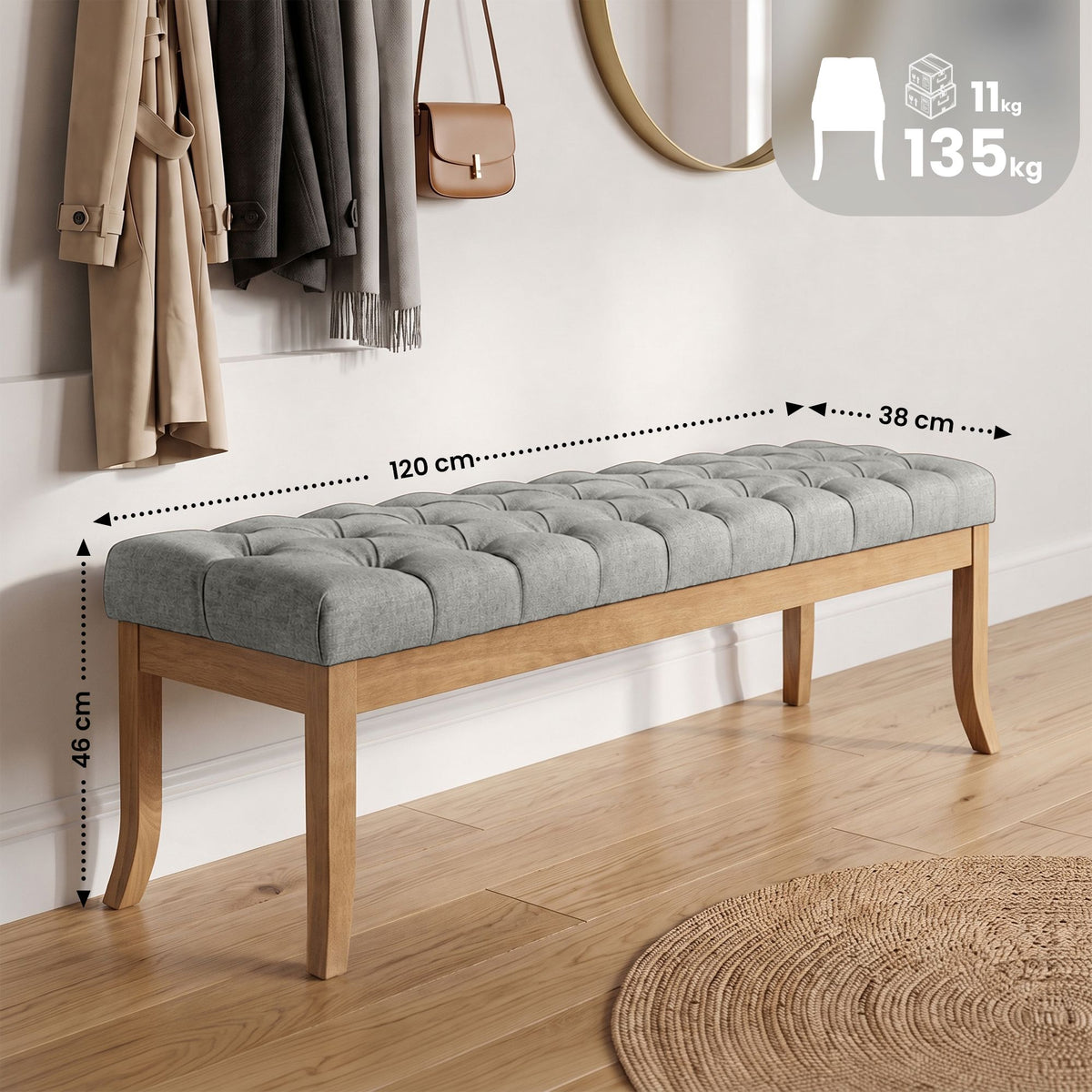 Sitzbank Ramses Stoff antik-hell 120 – Ansicht 16