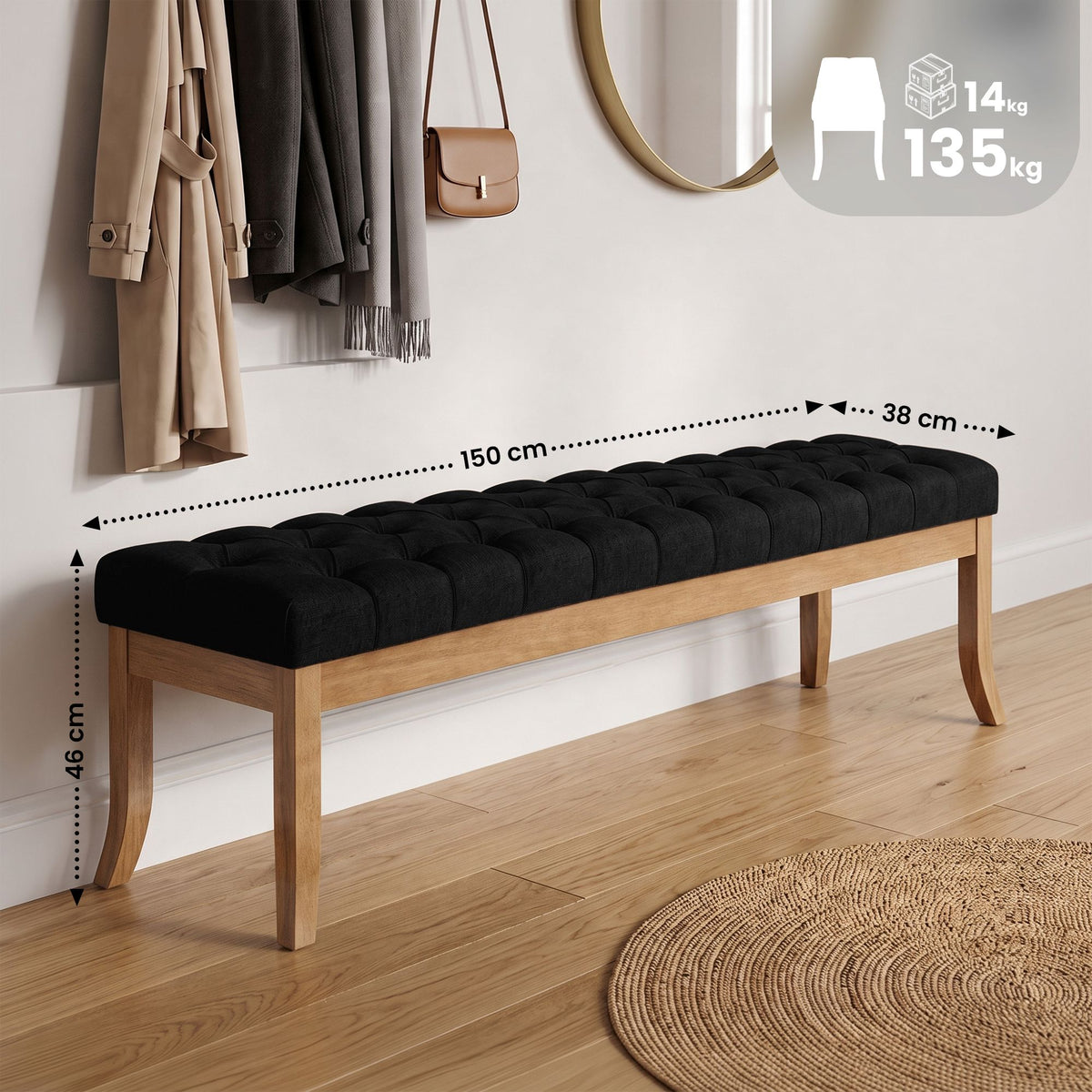 Sitzbank Ramses Stoff antik-hell 150 cm – Ansicht 20