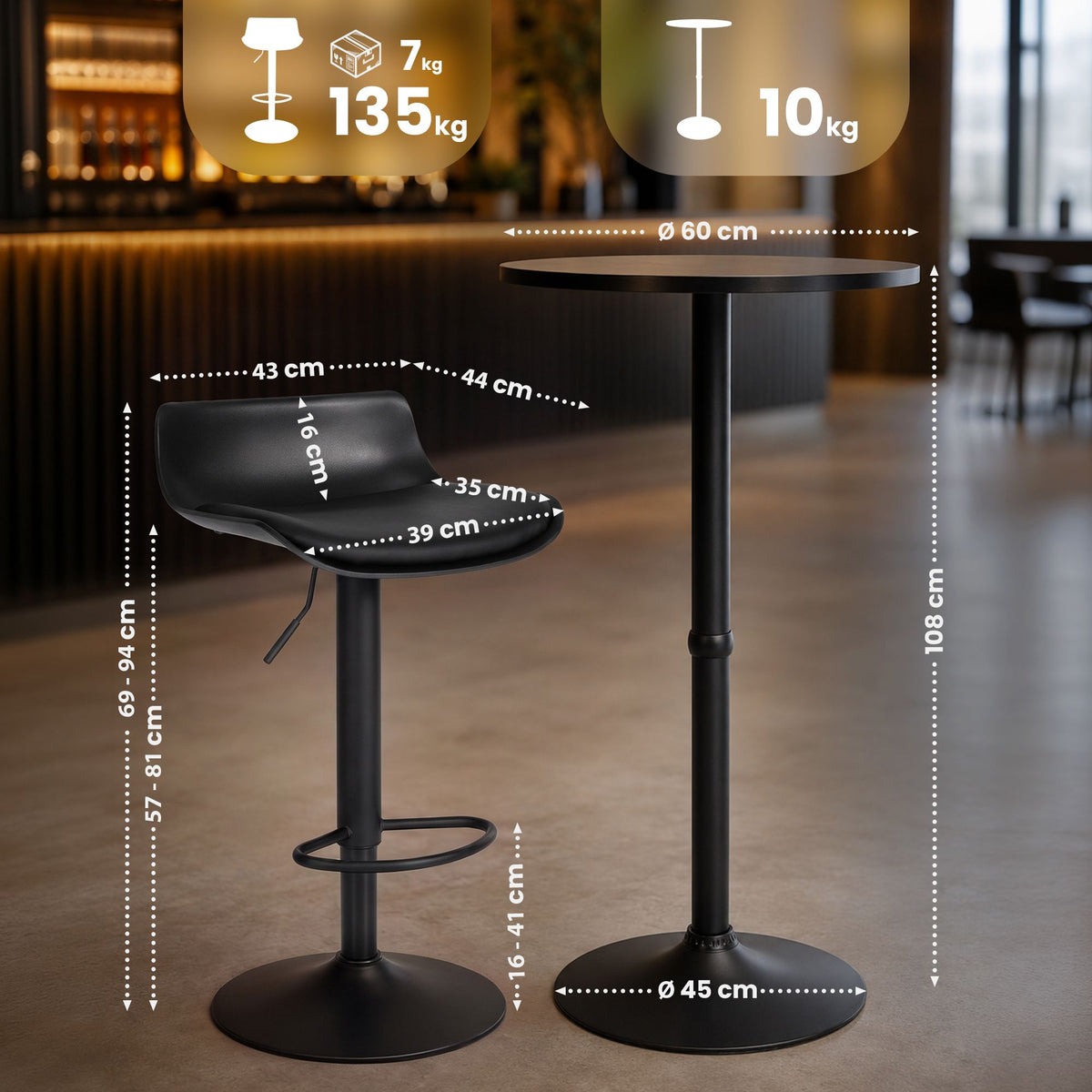 2er Bartisch Set Navo Kunstleder – Ansicht 2