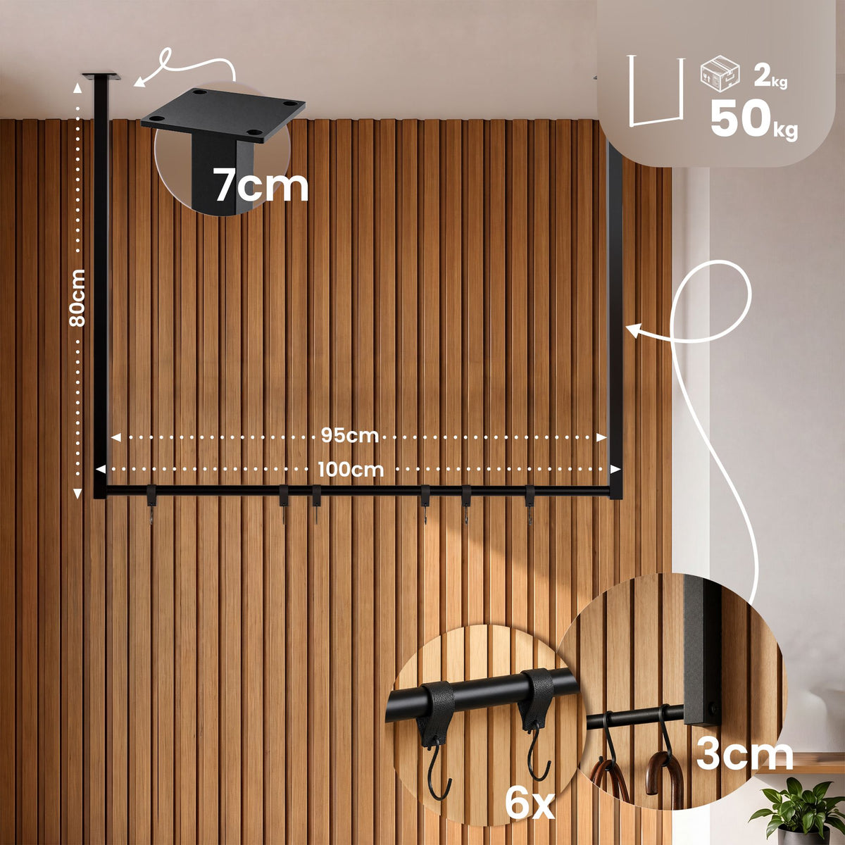 Kleiderstange Fenton 100x80 cm 6er – Ansicht 2