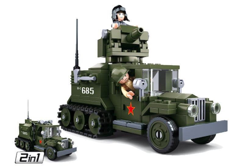 Sluban M38-B0685 - Army WWII - Alliierter Halbkettenfahrzeug 2in1