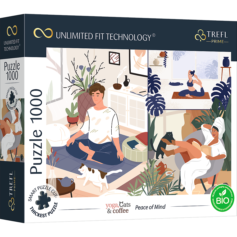 Yoga, Cats & Coffee: Peace of Mind / ADOBE STOCK_L - UFT Puzzle 1000 Teile