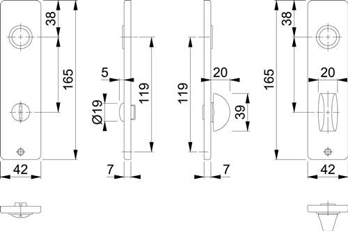 Kurzschildpaar 202KP/AP Aluminium F1 SK/OL HOPPE
